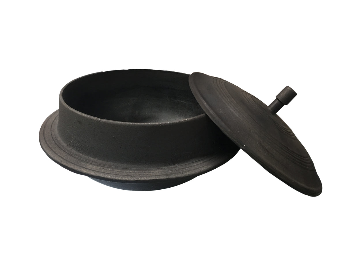 Traditional Korean Iron Lid Grill Plate with Base, So Tukung (소