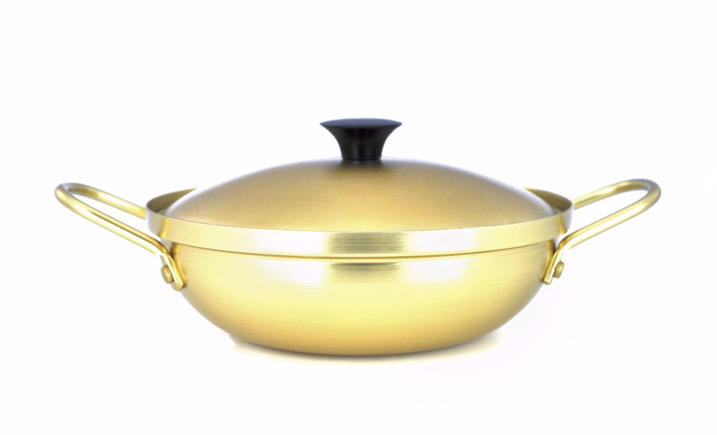 Nickel Plated Yellow Aluminum Korean Pot with Lid 양은 냄비, Aluminum - eKitchenary