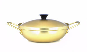 Nickel Plated Yellow Aluminum Korean Pot with Lid 양은 냄비, Aluminum - eKitchenary