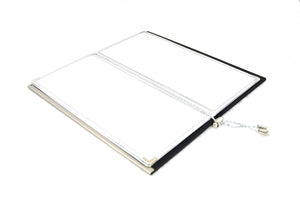 Menu Book with Leather Texture, Gold Floral, Tabletop - eKitchenary