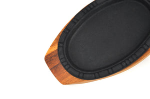 Korean Cast Iron Barbecue Sizzling Plate, Oval 타원 무쇠 판, Cast Iron - eKitchenary
