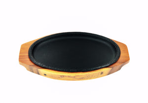 Korean Cast Iron Barbecue Sizzling Plate, Oval 타원 무쇠 판, Cast Iron - eKitchenary