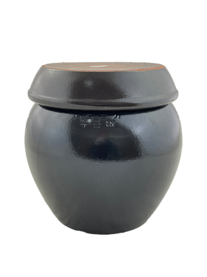 Korean Clay Pottery with Lid, Onggi Hangari 옹기 항아리